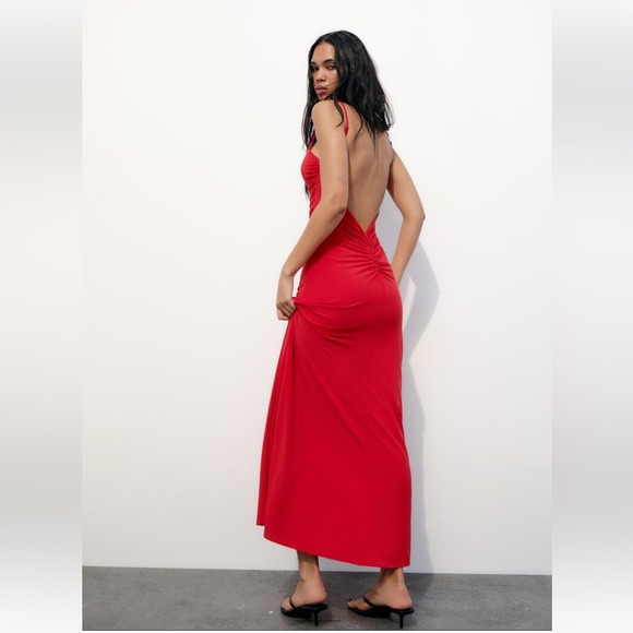 Zara Red Backless Dress - Picture 4 of 7